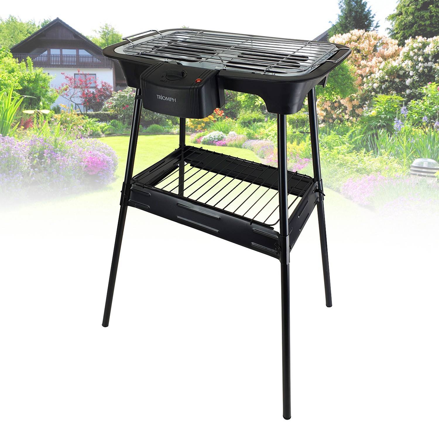 Barbecue électrique sur pieds - Triomph ETF1526 - 2000W - intérieur et extérieur - Image 1