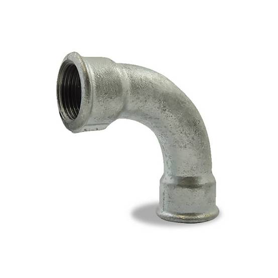 Courbe à grand rayon à 90° femelle femelle, galvanisée, en fonte malléable - 3/4'' - Image 1