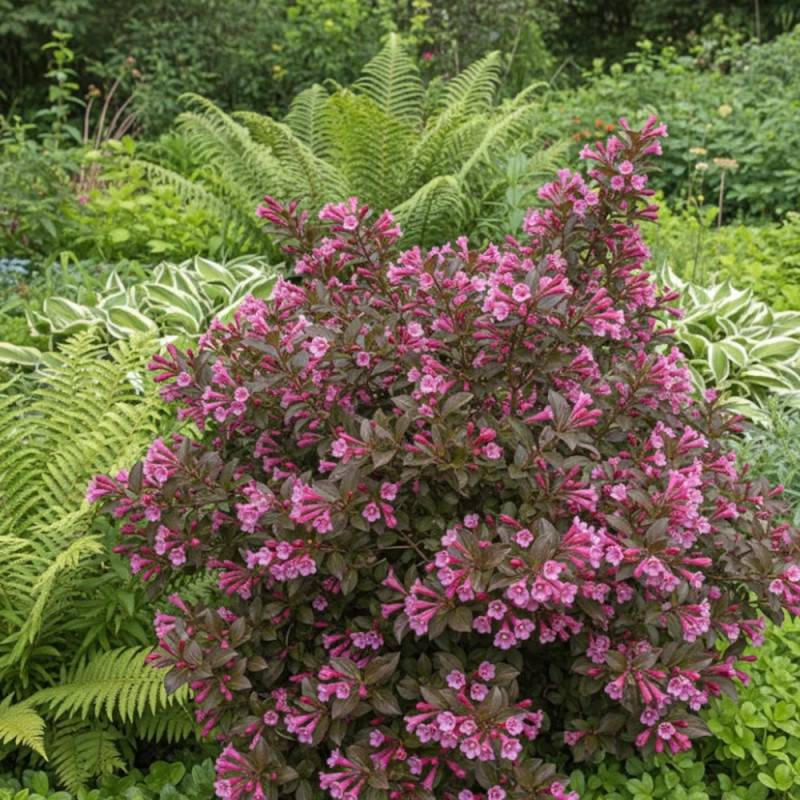 Weigela nain pourpre, Weigelia à fleurs Rose - feuillage Caduc - Pot de 1,5L - 10/20 cm-  hauteur à maturité De 0,50 m à 1,00 m - Imagen 5