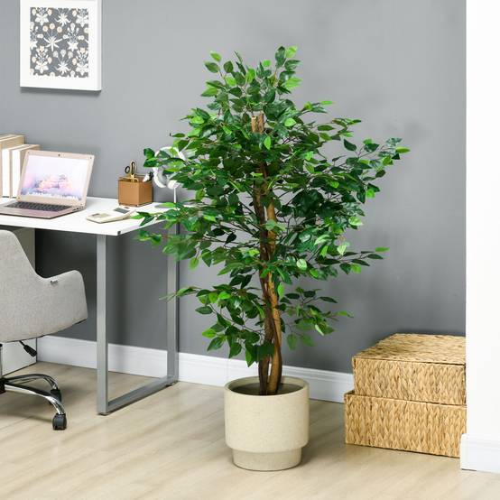 Ficus Artificiel Fausse Plante Plastique Intérieur Facile 150cm Vert - ComfortXL Outdoor Living - Image 9