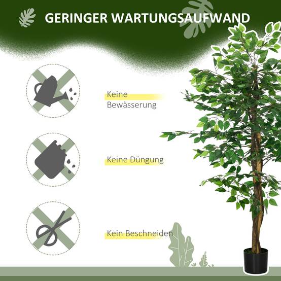 Ficus Artificiel Fausse Plante Plastique Intérieur Facile 150cm Vert - ComfortXL Outdoor Living - Image 7