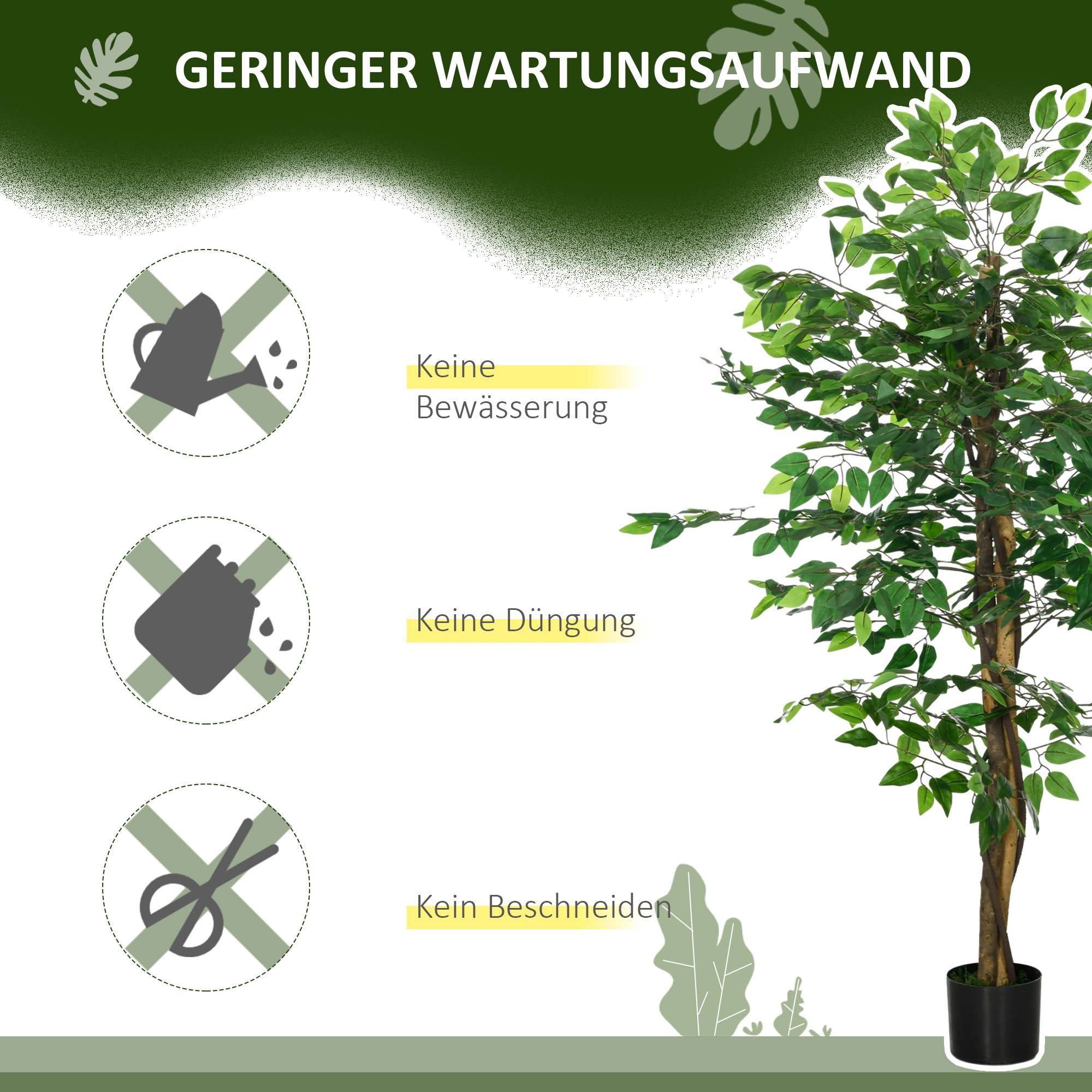 Ficus Artificiel Fausse Plante Plastique Intérieur Facile 150cm Vert - ComfortXL Outdoor Living - Image 7