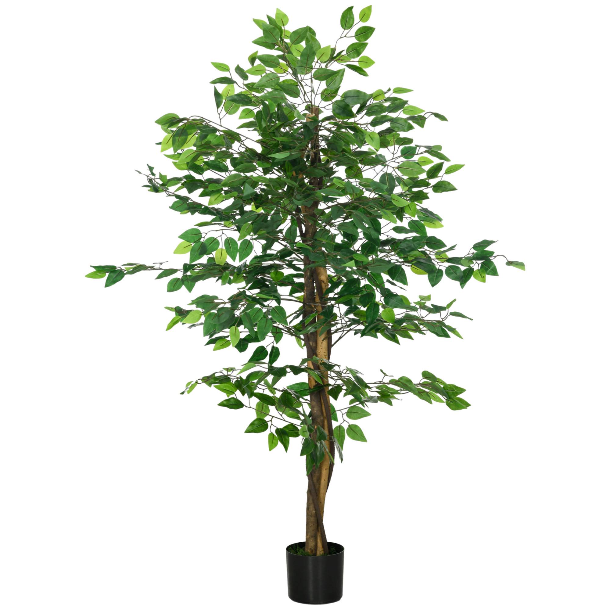 Ficus Artificiel Fausse Plante Plastique Intérieur Facile 150cm Vert - ComfortXL Outdoor Living - Image 1
