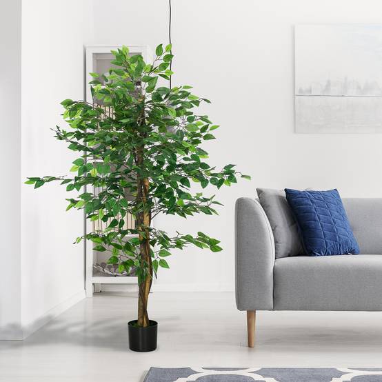 Ficus Artificiel Fausse Plante Plastique Intérieur Facile 150cm Vert - ComfortXL Outdoor Living - Image 8