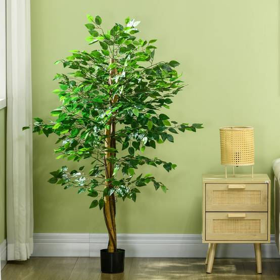 Ficus Artificiel Fausse Plante Plastique Intérieur Facile 150cm Vert - ComfortXL Outdoor Living - Image 10