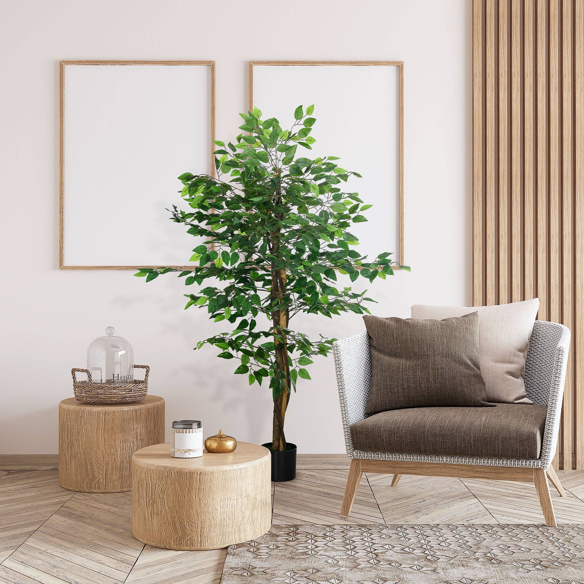 Ficus Artificiel Fausse Plante Plastique Intérieur Facile 150cm Vert - ComfortXL Outdoor Living - Image 3