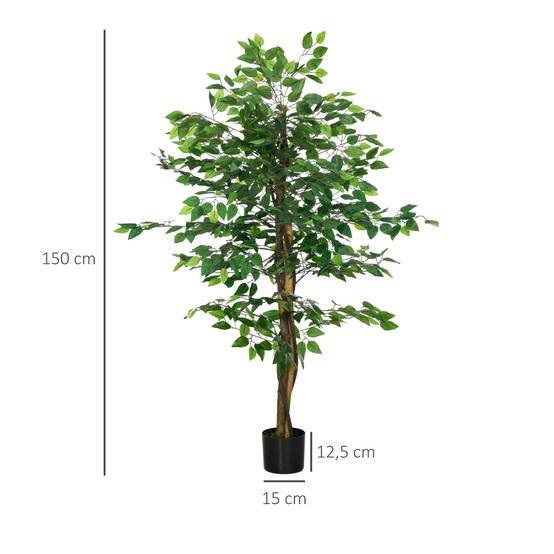 Ficus Artificiel Fausse Plante Plastique Intérieur Facile 150cm Vert - ComfortXL Outdoor Living - Image 5