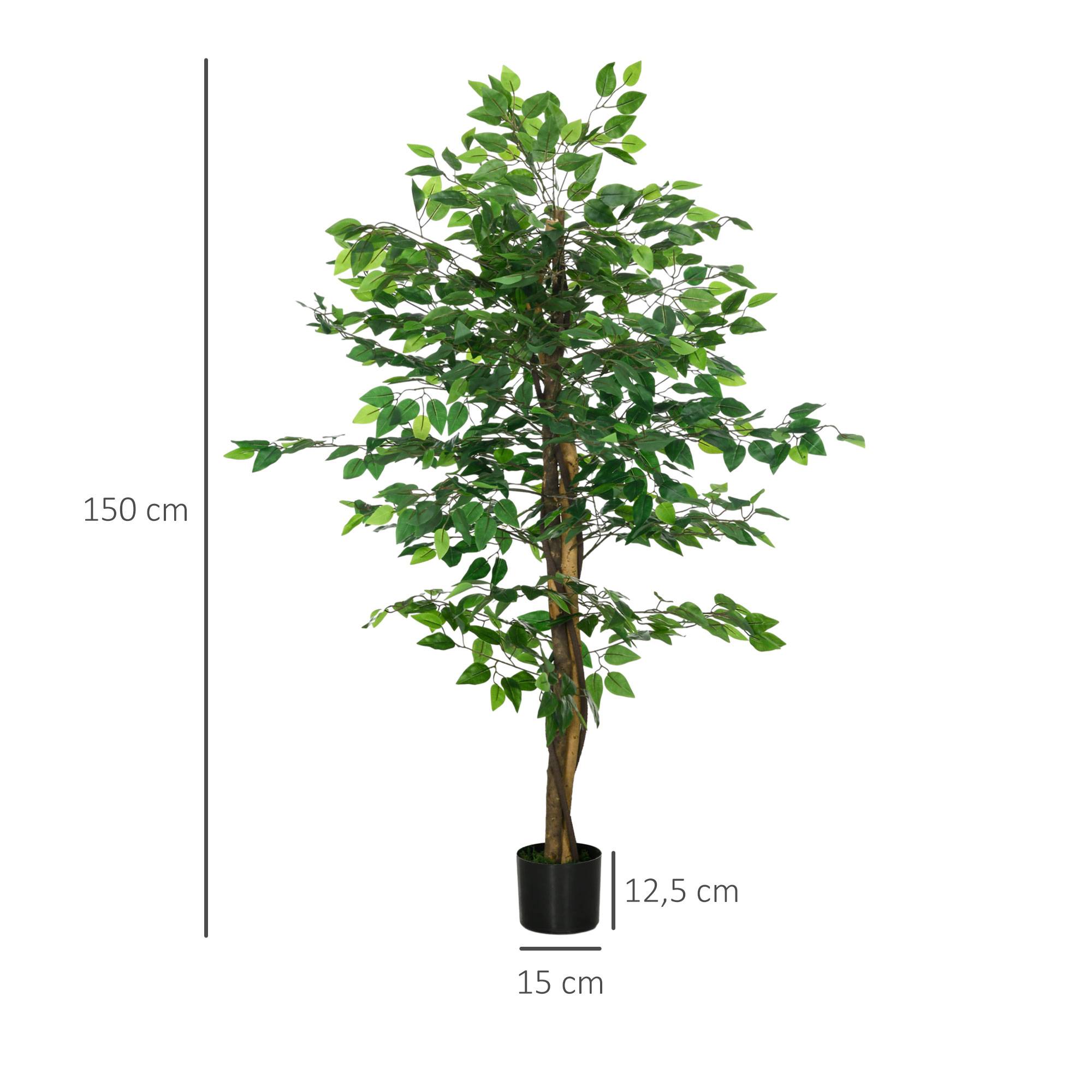 Ficus Artificiel Fausse Plante Plastique Intérieur Facile 150cm Vert - ComfortXL Outdoor Living - Image 5