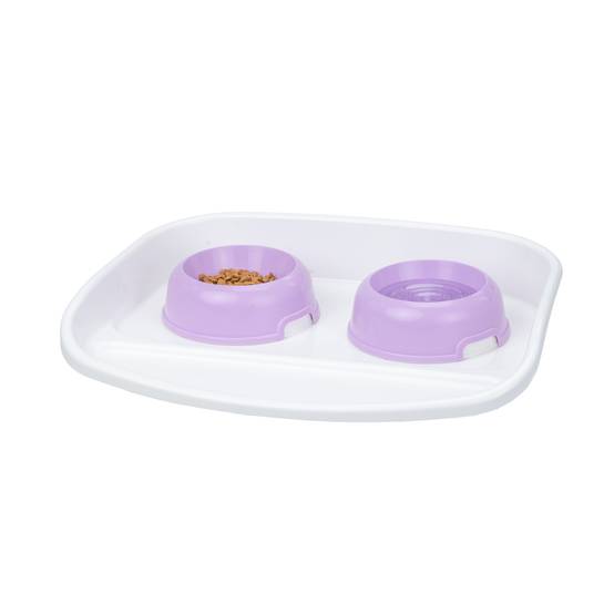 Ferplast - Ferplast Plateau avec écuelles pour chats et chiens LINDO Double écuelle pour animaux, base en plastique résistant, pieds anti-dérapant, 2 écuelles - Imagen 1