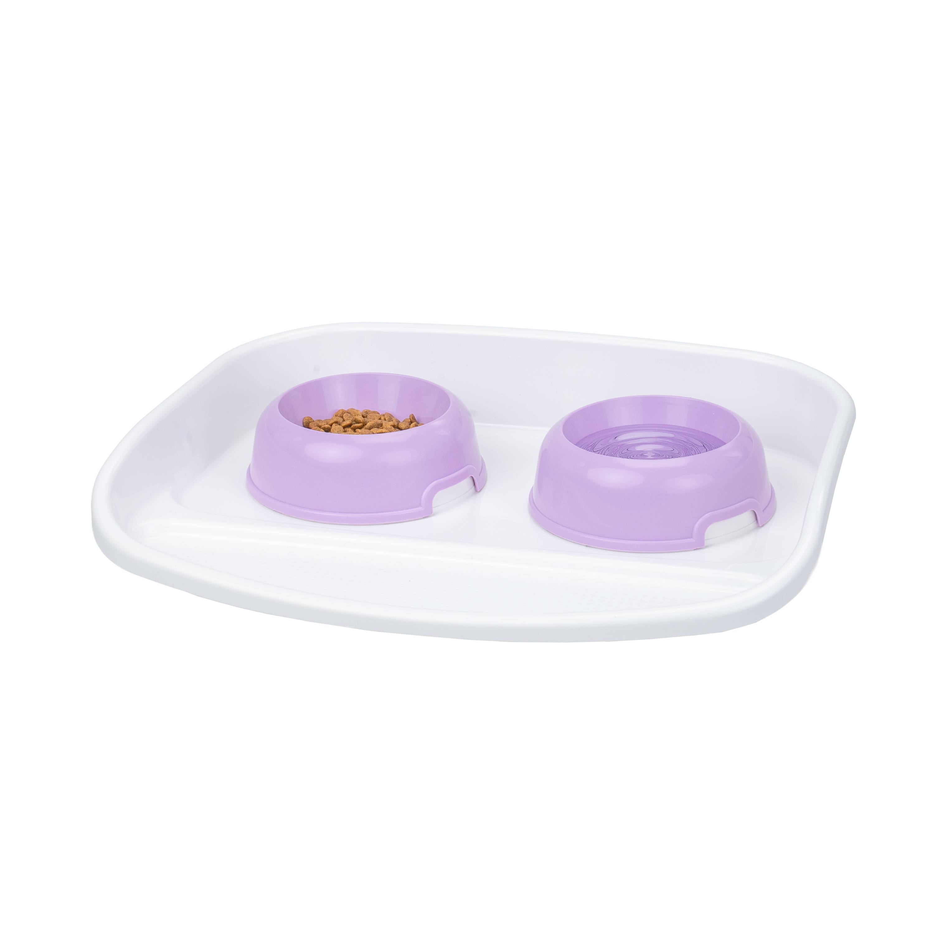 Ferplast - Ferplast Plateau avec écuelles pour chats et chiens LINDO Double écuelle pour animaux, base en plastique résistant, pieds anti-dérapant, 2 écuelles - Imagen 1