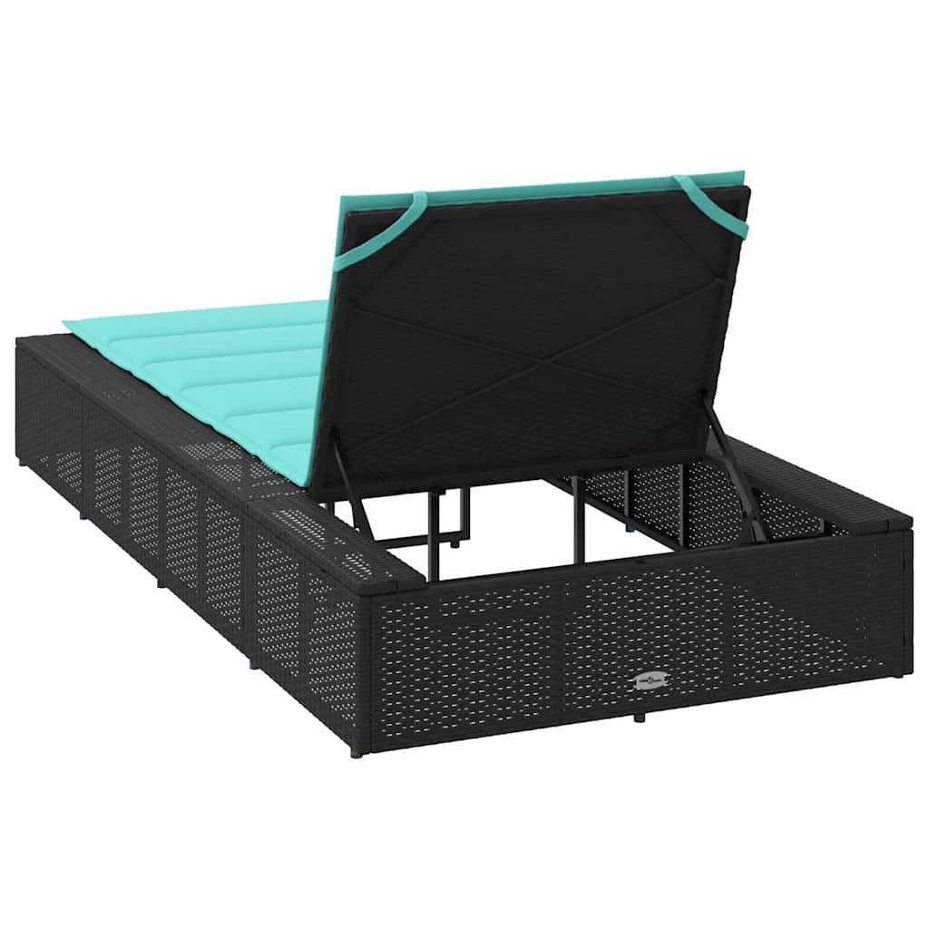 PANGIVO - Transat résine tressée noire avec coussin flottant 210 x 100 x 27,5/47/67/79 cm - PANGIVO - Image 8