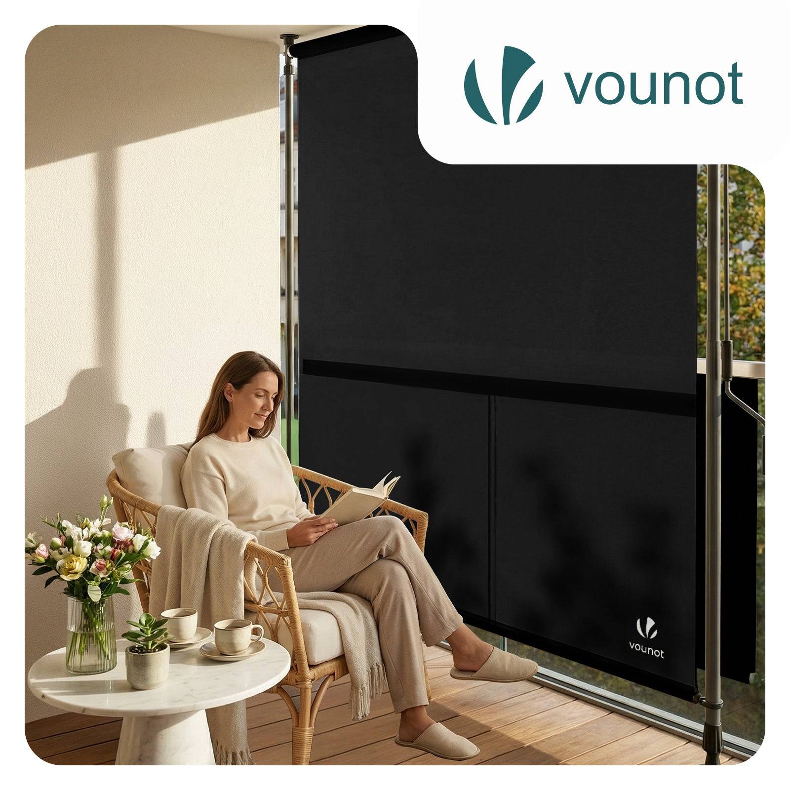 Store vertical sans percage extensible exterieur 150x310cm polyester anthracite - Image 2