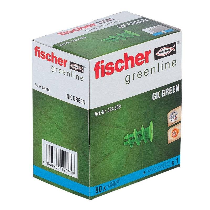 Fischer - Boîte de 90 chevilles pour carton plâtre GK FISCHER 524868 vert Fischer - Imagen 2