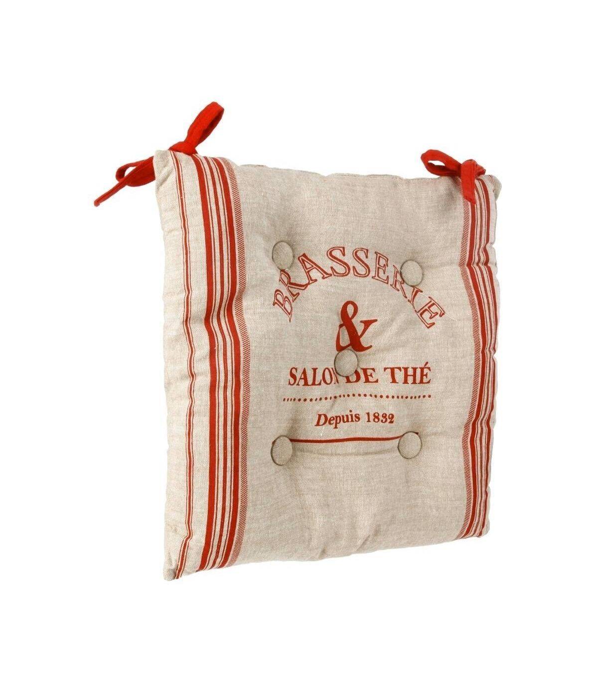 Lot de 4 Galettes de chaise en Coton Beige et Rouge 40 x 40 cm - Imagen 4
