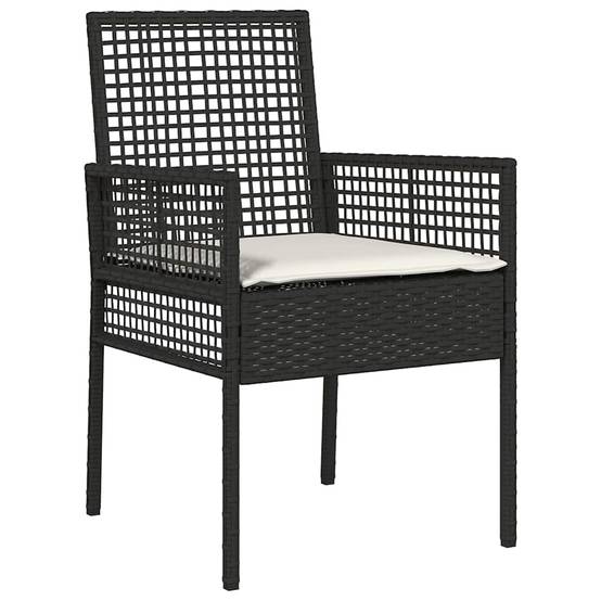 Table et chaises de jardin 6 places en polyrotin pour repas en terrasse avec coussins Noir – ComfortXL Outdoor Living - Image 6