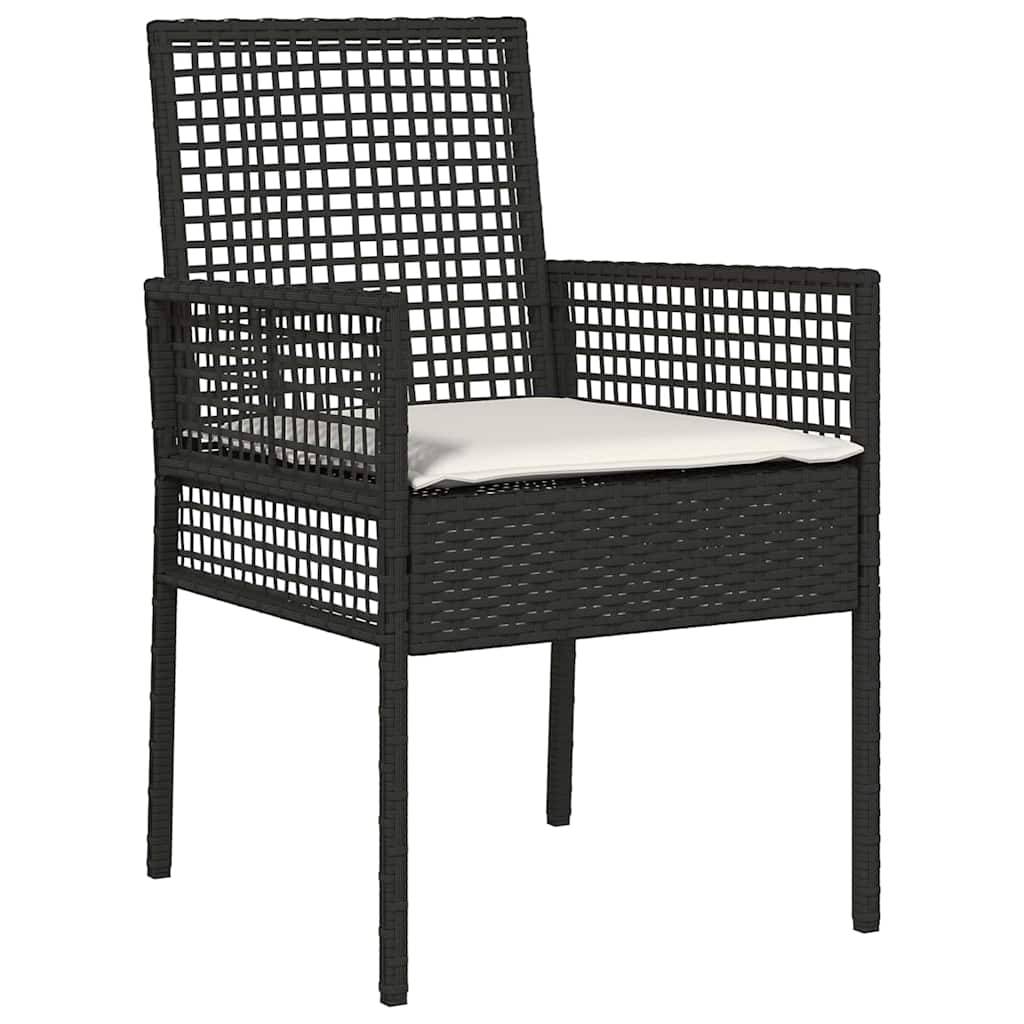 Table et chaises de jardin 6 places en polyrotin pour repas en terrasse avec coussins Noir – ComfortXL Outdoor Living - Image 6