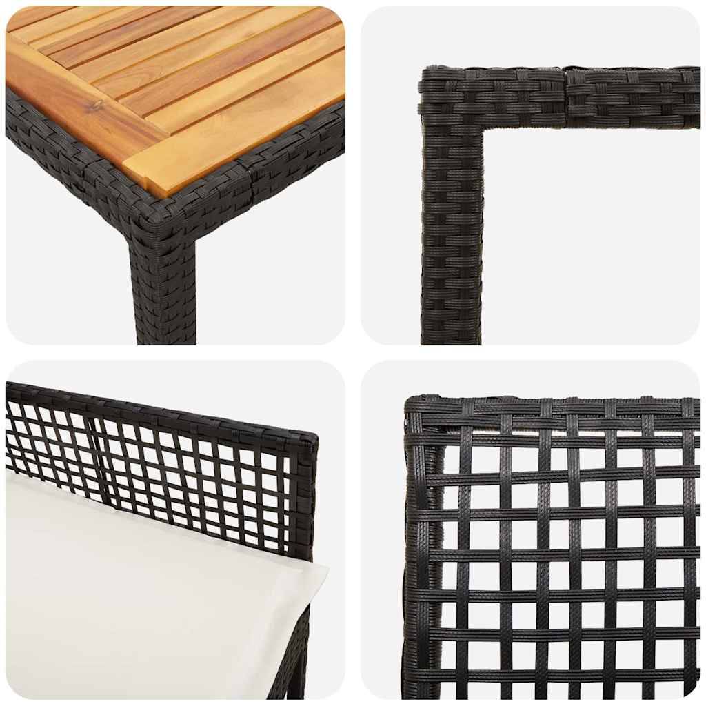 Table et chaises de jardin 6 places en polyrotin pour repas en terrasse avec coussins Noir – ComfortXL Outdoor Living - Image 9