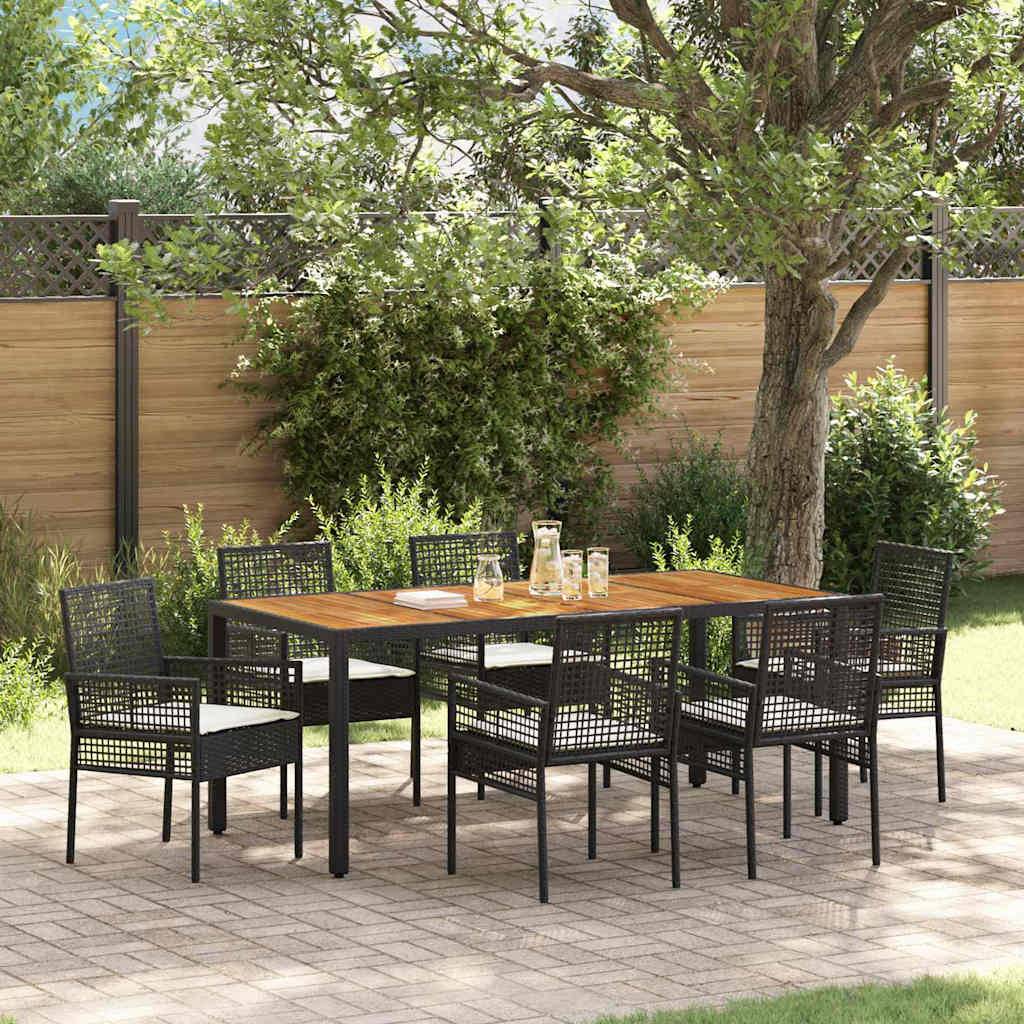 ComfortXL - Table et chaises de jardin 6 places en polyrotin pour repas en terrasse avec coussins Noir – ComfortXL Outdoor Living