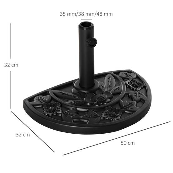 Demi pied parasol HDPE ciment balcon maintien stable motif floral 9kg noir - ComfortXL Outdoor Living - Image 5