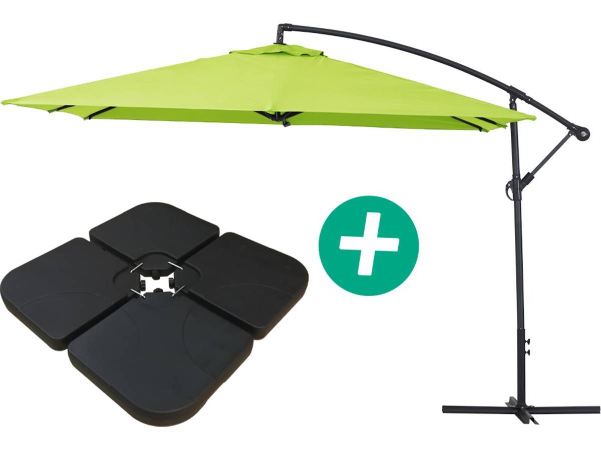 Parasol Jardin Déporté Alu "ilios 3" - Carré - 3 X 3 M - Vert - Dalles Incluses -habitat Et Jardin - Imagen 1