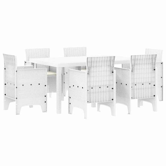 7 pcs Salon De Jardin - Mobilier D'extérieur Blanc Rattan Polt - Image 1