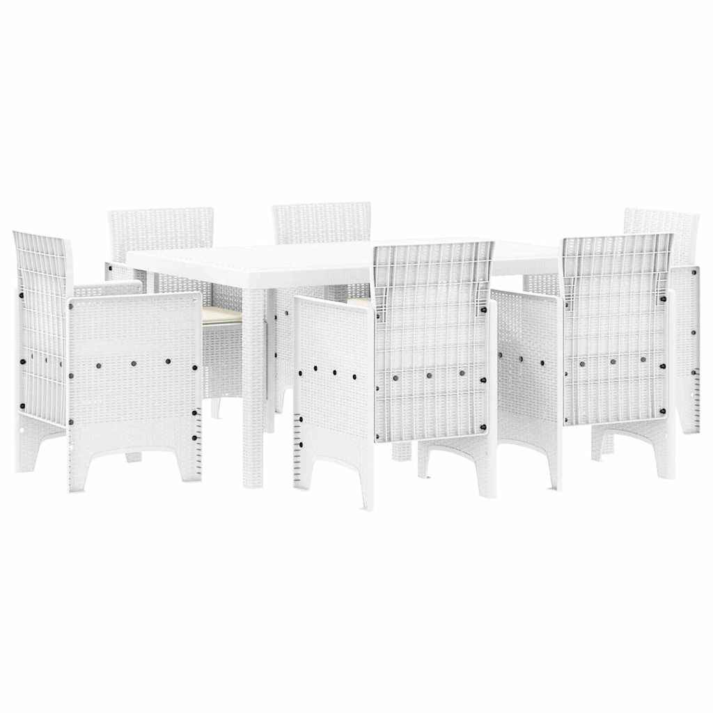 7 pcs Salon De Jardin - Mobilier D'extérieur Blanc Rattan Polt - Image 1