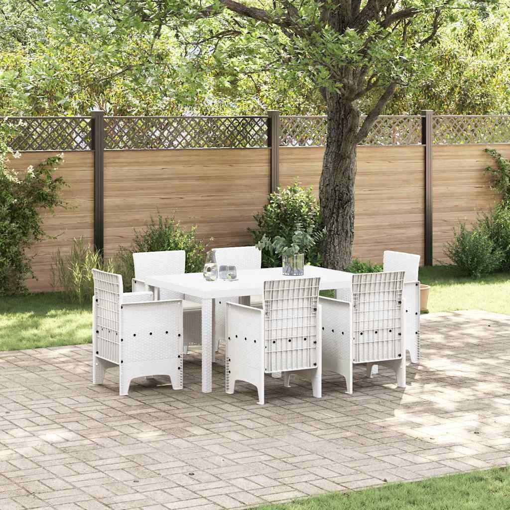 7 pcs Salon De Jardin - Mobilier D'extérieur Blanc Rattan Polt - Image 2