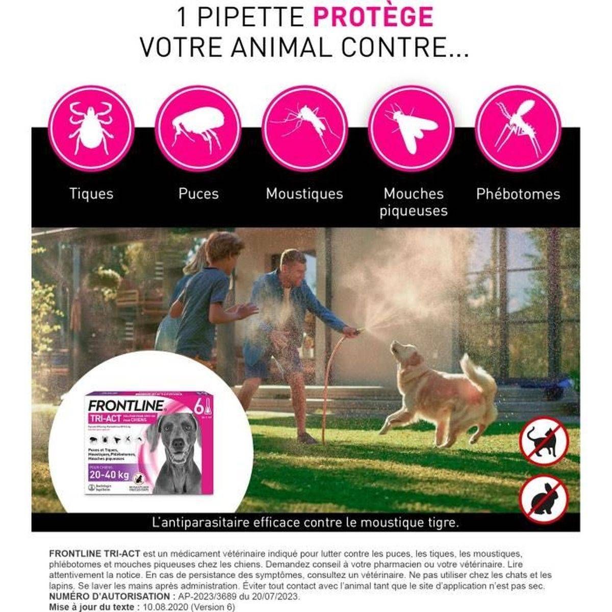 Frontline - Traitement antiparasitaire chien pipettes spot-on Tri-Act 20 à 40 kg, 6 x 4 ml - FRONTLINE - Imagen 2