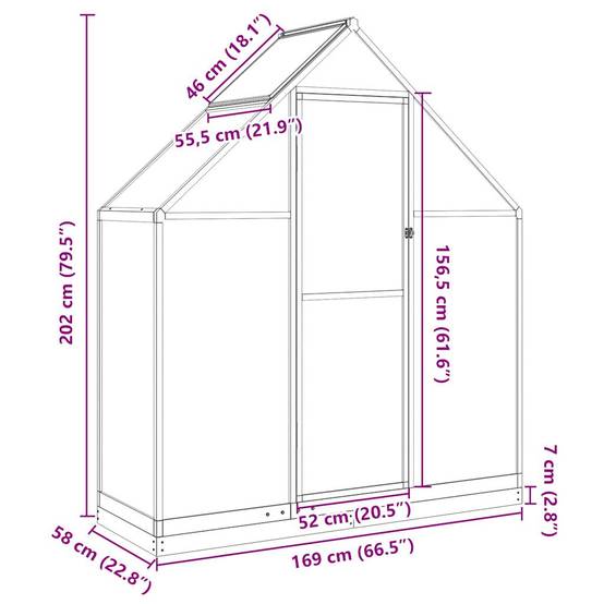 Maison Chic - Serre de jardin 0.98m² - Serre de culture avec cadre de base argenté 169x58x202 cm aluminium MAISON CHIC - Image 10