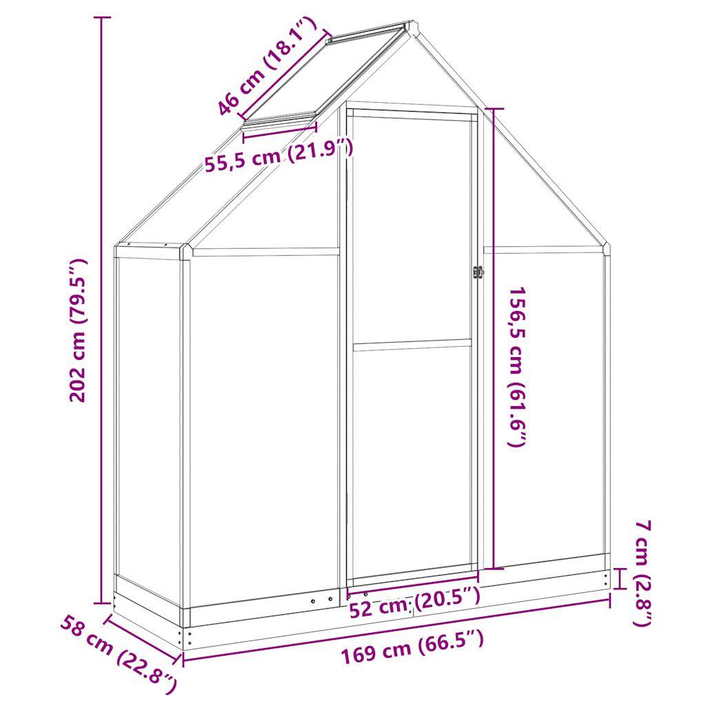 Maison Chic - Serre de jardin 0.98m² - Serre de culture avec cadre de base argenté 169x58x202 cm aluminium MAISON CHIC - Image 10