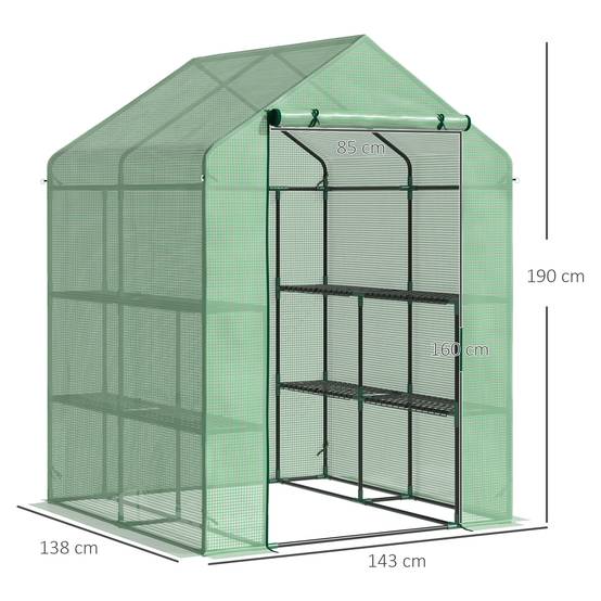 Serre de jardin étagères acier bâche PE balcon croissance plantes 143x138x190cm vert - ComfortXL Outdoor Living - Image 5