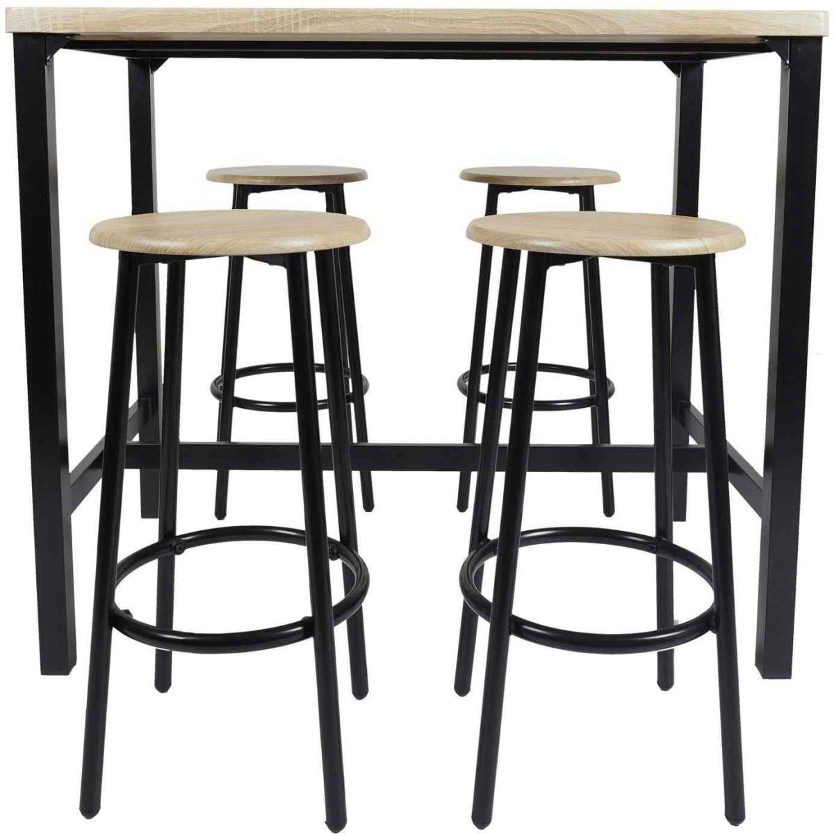 The Home Deco Factory - Ensemble table mange debout avec 4 tabourets Loka - Image 1