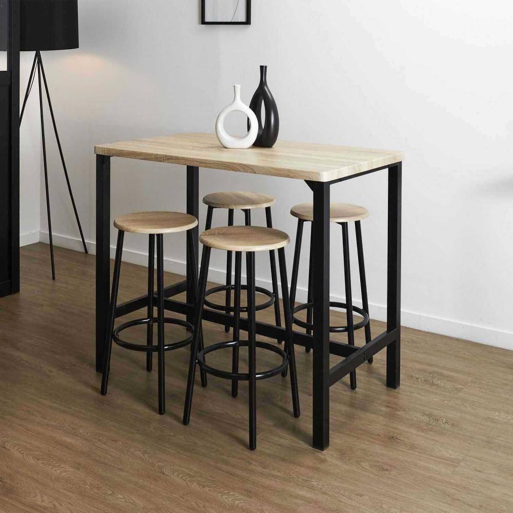 The Home Deco Factory - Ensemble table mange debout avec 4 tabourets Loka - Image 2