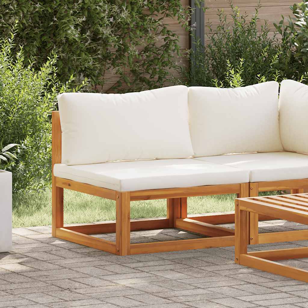 Canapé central | Canapé D'extérieur | Sofa De Jardin sectionnel et coussin blanc crème Bois d'acacia Maison Chic - Image 3