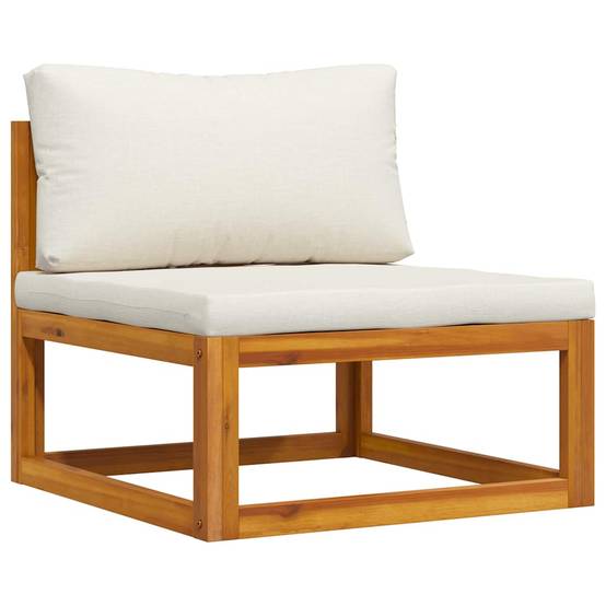 Canapé central | Canapé D'extérieur | Sofa De Jardin sectionnel et coussin blanc crème Bois d'acacia Maison Chic - Image 1