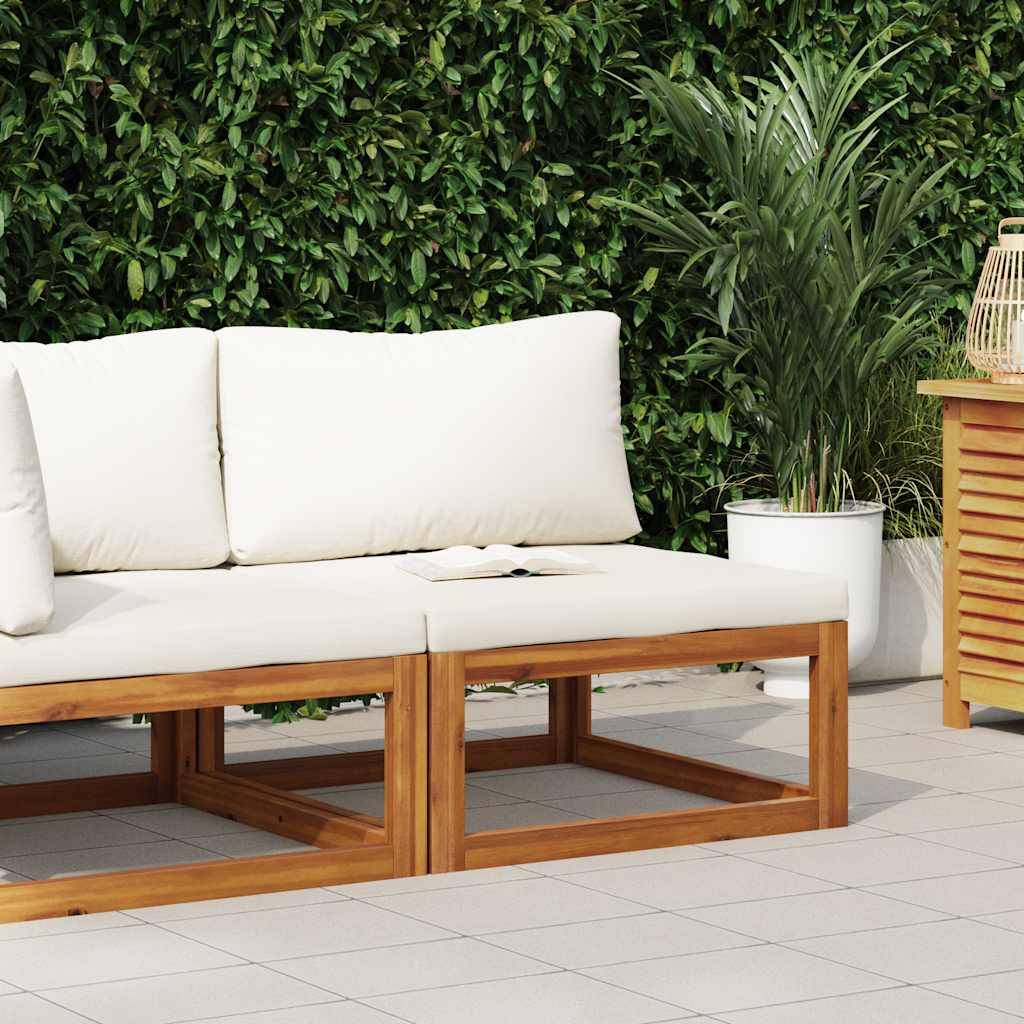 Canapé central | Canapé D'extérieur | Sofa De Jardin sectionnel et coussin blanc crème Bois d'acacia Maison Chic - Image 2
