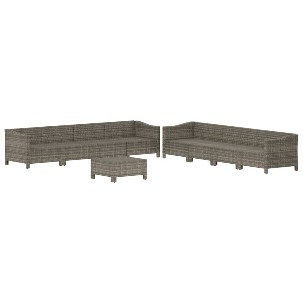 Helloshop26 - Salon de jardin meuble d'extérieur ensemble de mobilier 9 pièces avec coussins gris résine tressée - Imagen 2