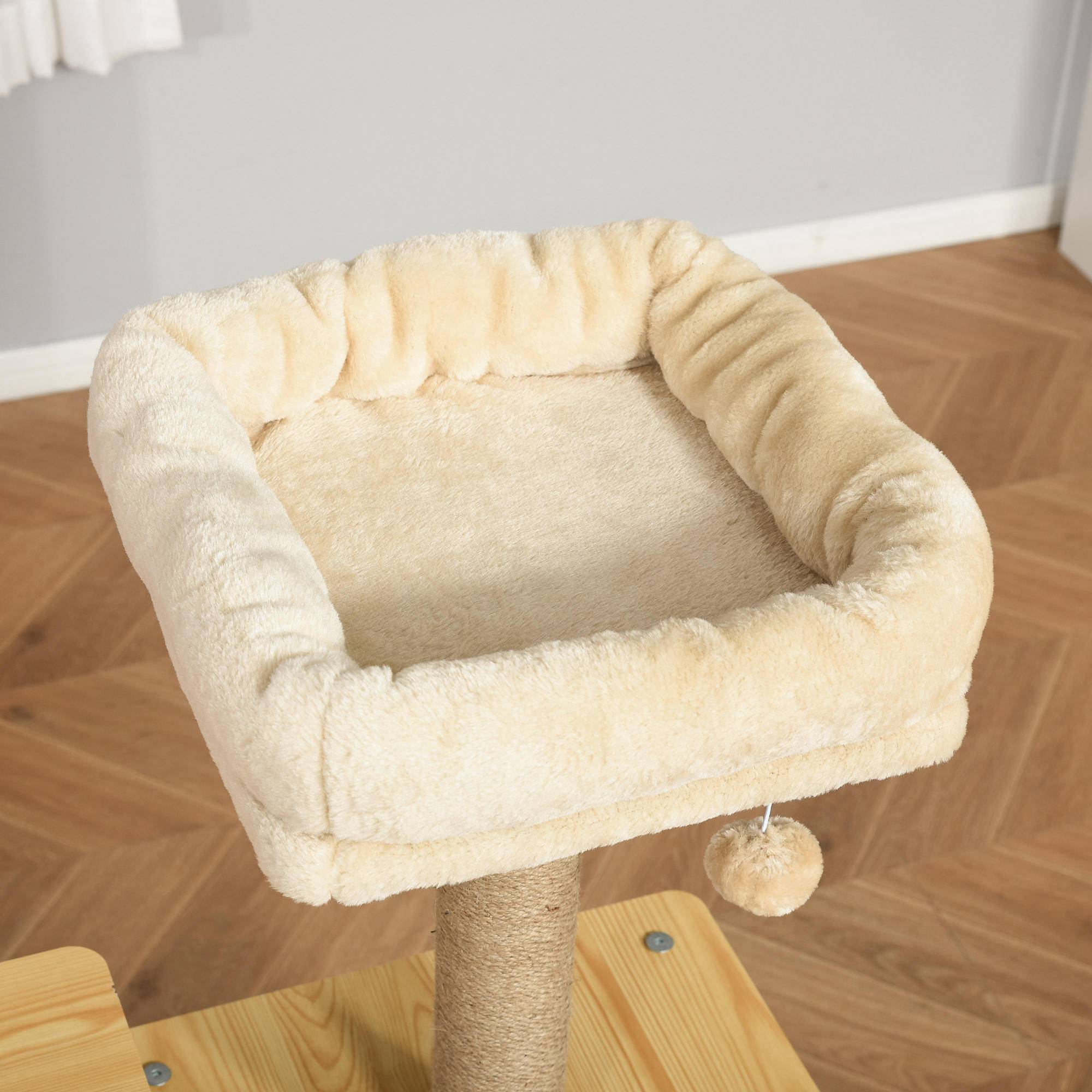 Arbre à chat MDF et peluche Pour félins Griffoir et repos 130cm Jaune - ComfortXL Outdoor Living - Image 10