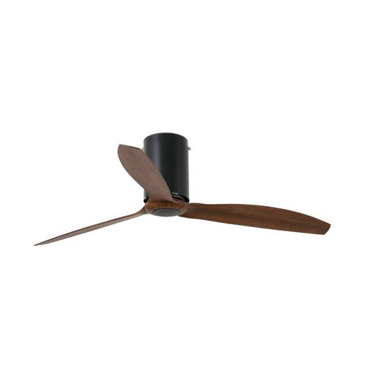 Ventilateur plafond acier noir mat pales effet bois moteur DC telecommande - Image 2