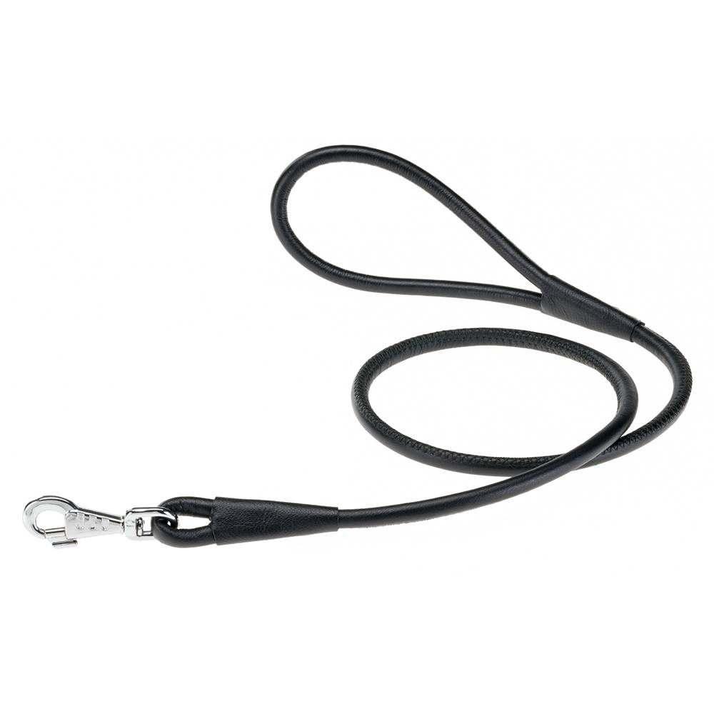 Ferplast - Laisse pour Chiens VOGUE G10/120, Lanière en Cuir Véritable, Mousqueton en Métal, Noir