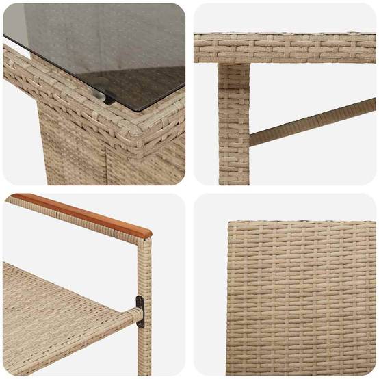 Ensemble de salle à manger pour jardin 9 pcs Beige polyrotin 190 x 80 x 75 cm - PANGIVO - Image 9