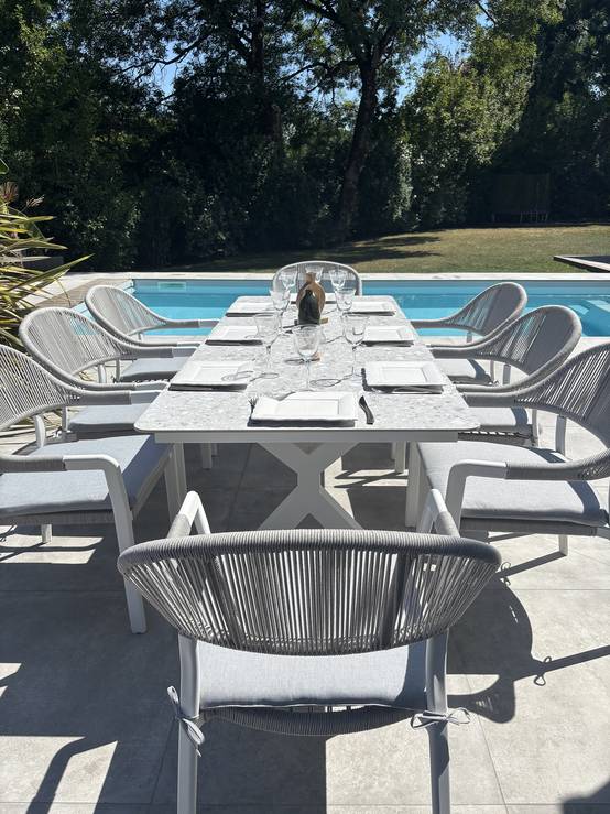 Ensemble repas de jardin ABELLA 8 places - BLANC - REMARQUABLE - Image 4