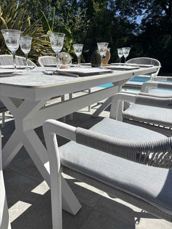 Ensemble repas de jardin ABELLA 8 places - BLANC - REMARQUABLE - Image 6