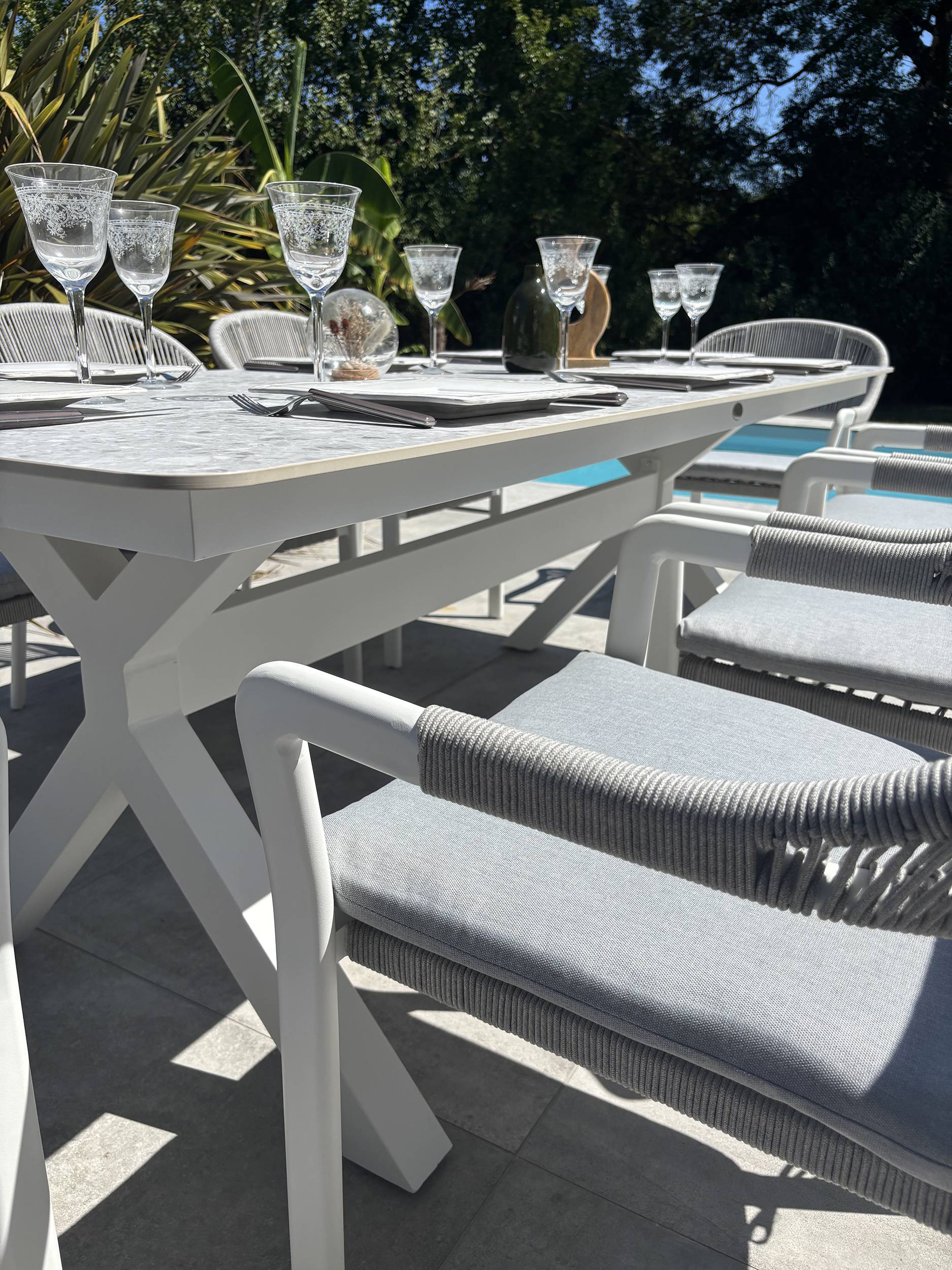 Ensemble repas de jardin ABELLA 8 places - BLANC - REMARQUABLE - Image 6