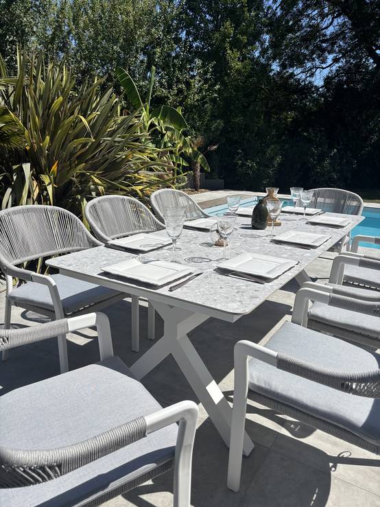 Ensemble repas de jardin ABELLA 8 places - BLANC - REMARQUABLE - Image 3