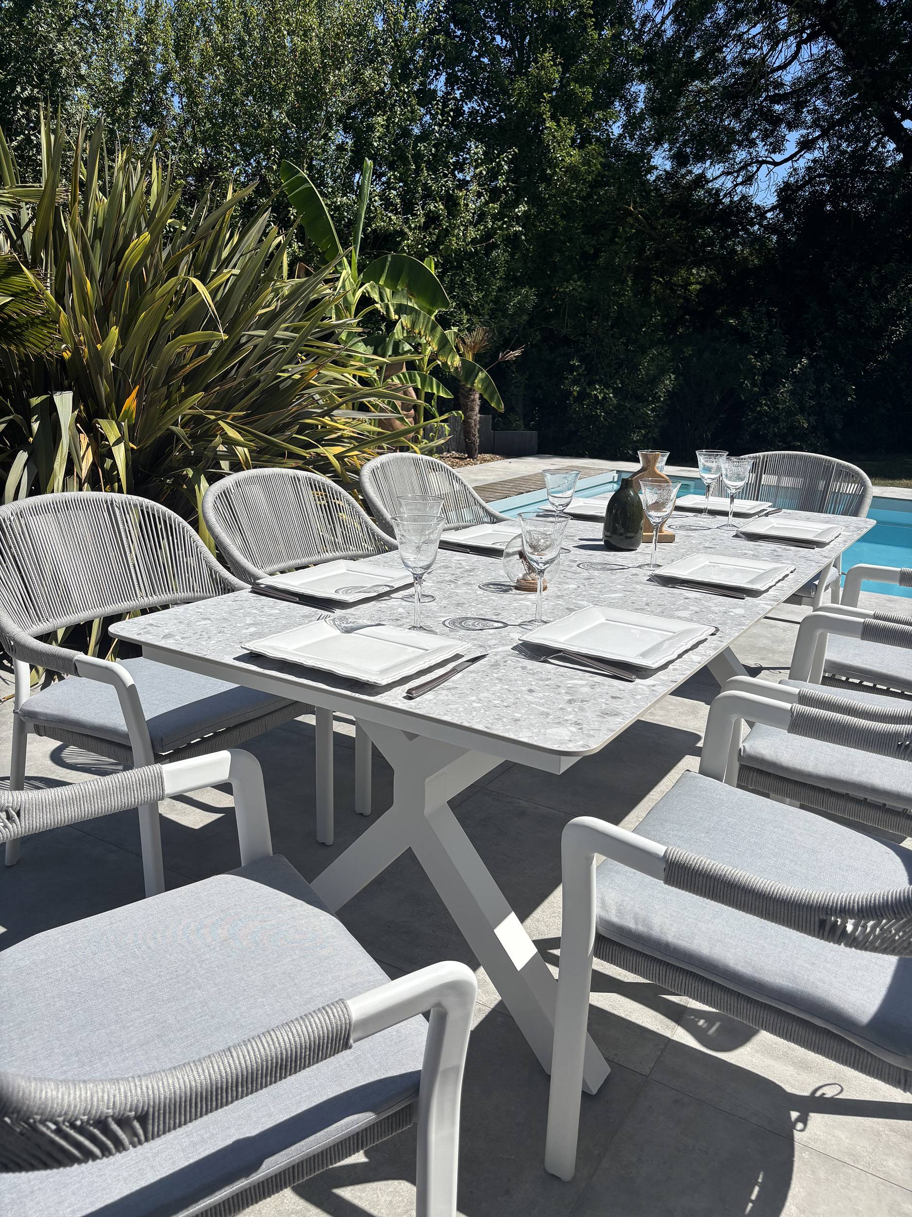 Ensemble repas de jardin ABELLA 8 places - BLANC - REMARQUABLE - Image 3