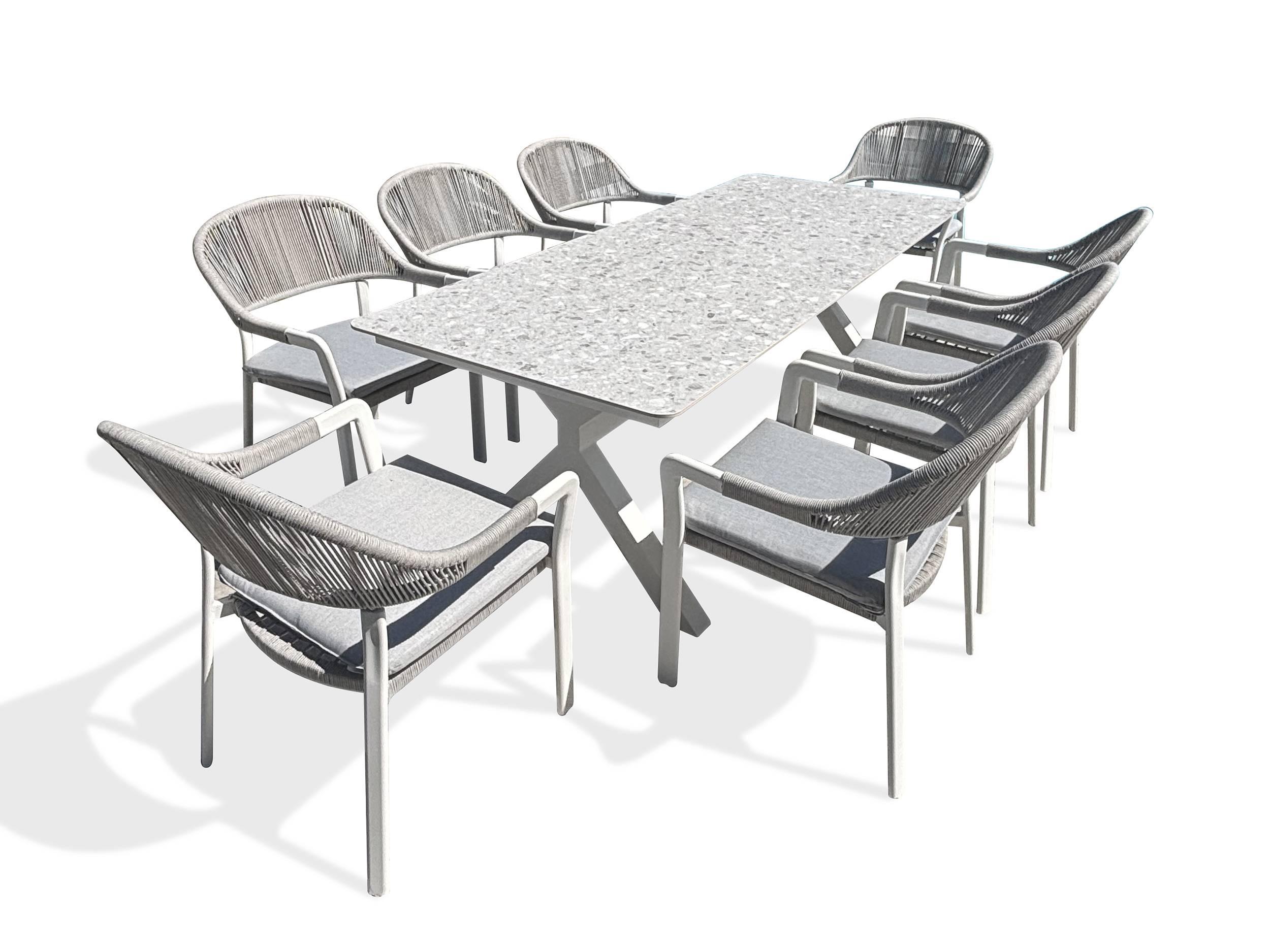 Ensemble repas de jardin ABELLA 8 places - BLANC - REMARQUABLE - Image 1