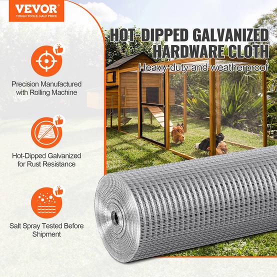 Vevor - VEVOR Rouleau treillis métallique clôture fil de poule 610mmx30,48mm calibre 19 - Image 2