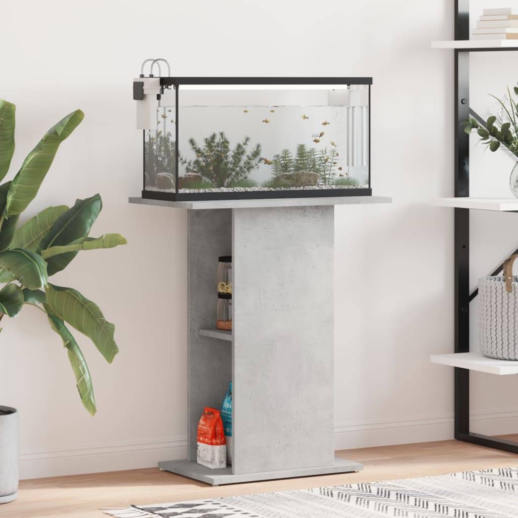 Meuble Aquarium Compact Bois avec Étagère Ouverte pour Bureau Gris Béton - ComfortXL Outdoor Living - Image 1