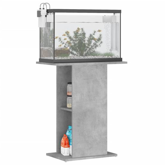Meuble Aquarium Compact Bois avec Étagère Ouverte pour Bureau Gris Béton - ComfortXL Outdoor Living - Image 3